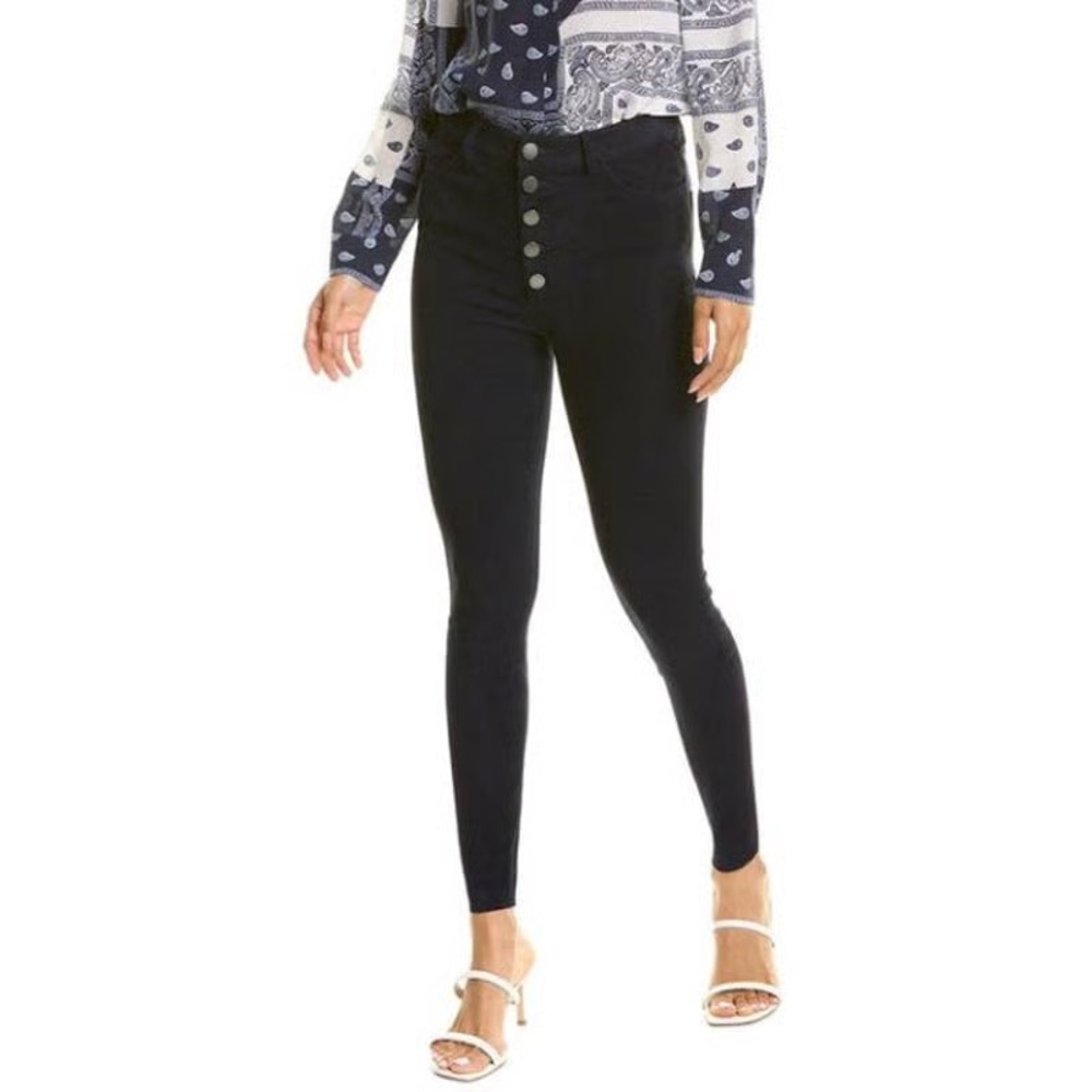 Alice + Olivia Black Suede Pants with Metallic Buttons